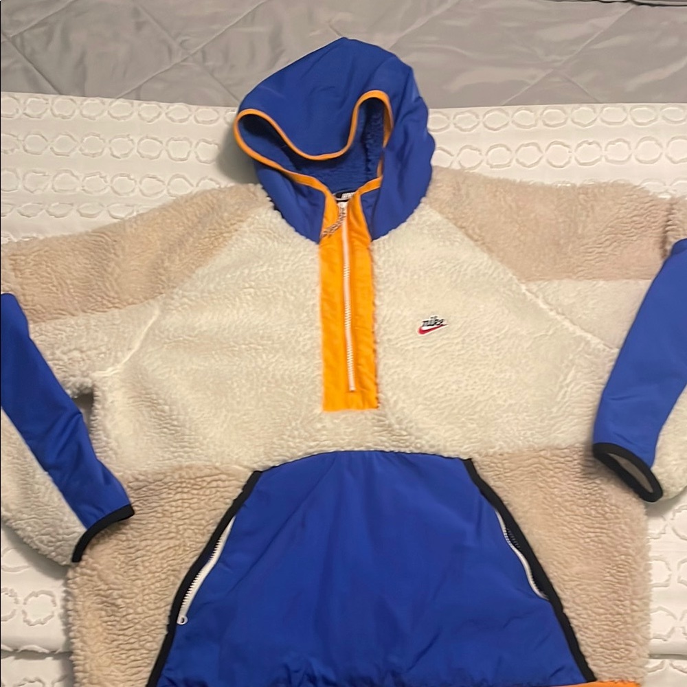 Nike Sherpa Hoodie in Blue and White